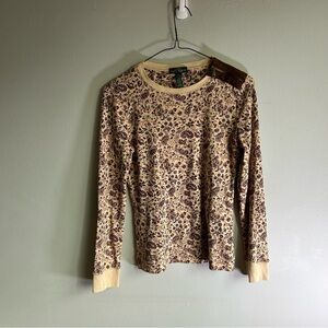 Vintage Ralph Lauren LRL Paisley Floral Top - Leather Elbow Patches - Equestrian